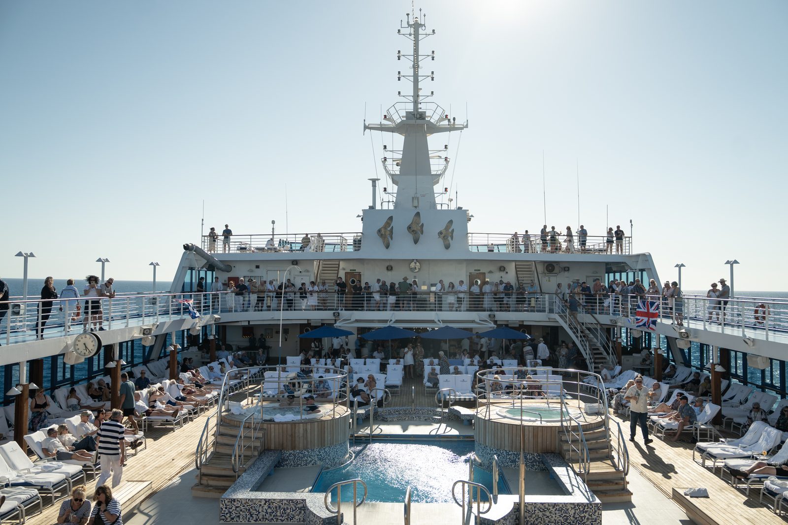The pool deck at sail-away